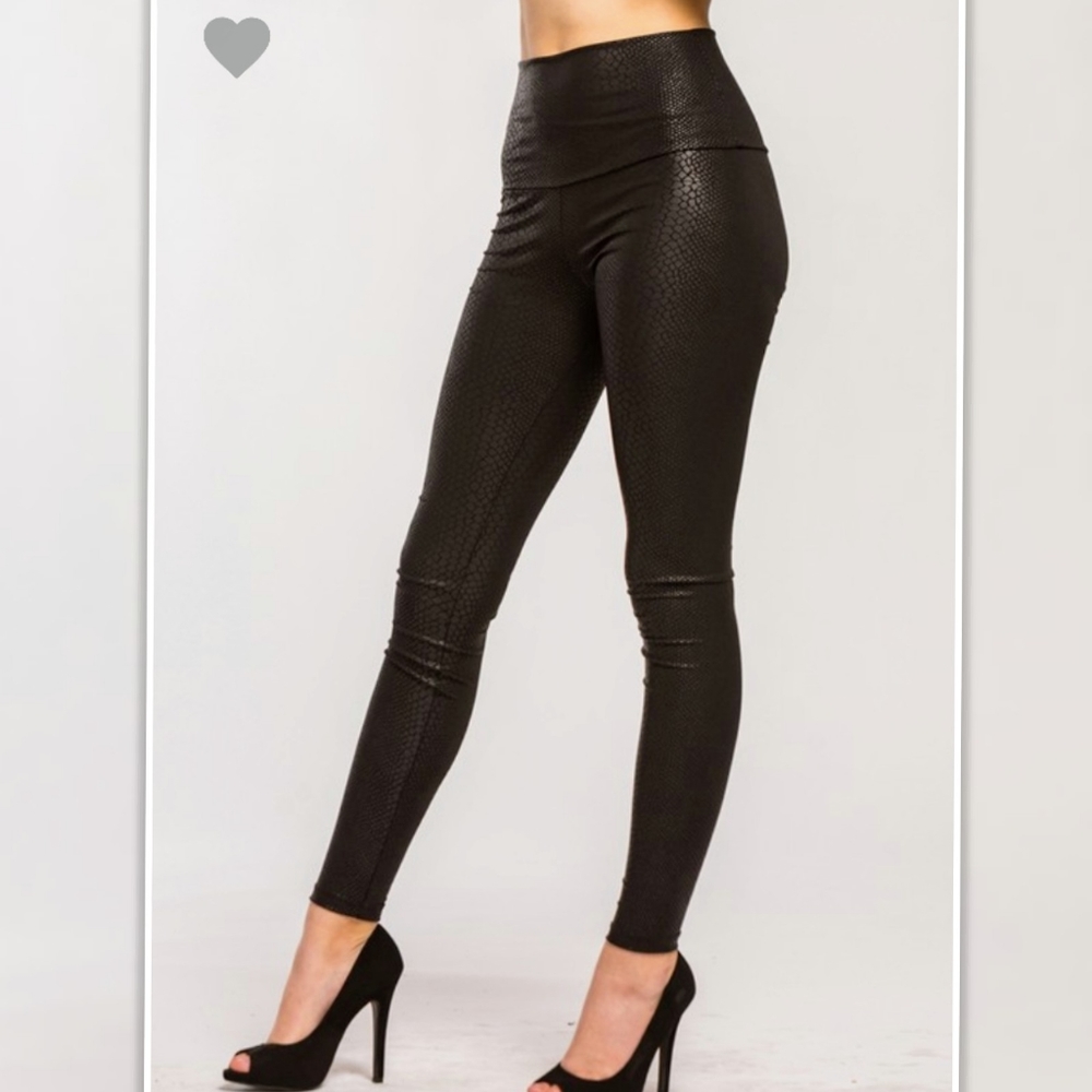 snakeskin faux leather High waist leggings